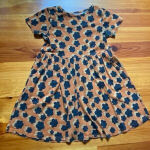 Pact Organic/Sustainable Kids T-Shirt Dress Size 10/12 Orange & Black Floral
